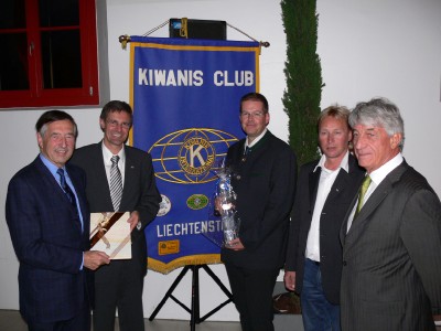 Die Zillertaler Abordnung beim Drei-Länder-Treffen 2008 in Vaduz, im Bild von rechts: Past Präsident Peter Siller, Wilfried Erler, Präsident elect Markus Tipotsch, Präsident des KC Liechtenstein Karlheinz Ospelt und Walter Amor 